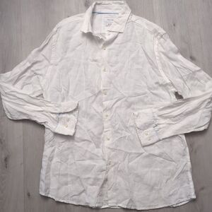 Porter & Ash Linen Dress Shirt Mens Size XL White Long Sleeve Porter Ash